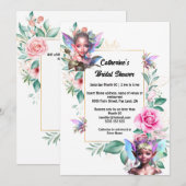 Betoverde fee roze roos bloemengouden pixie kaart (Voorkant / Achterkant)