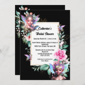 Betoverde fee roze roos bloemige pixie meisjes kaart (Voorkant / Achterkant)