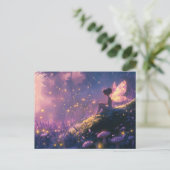 Betoverde fee zittend in een magisch bos feestdagenkaart (Staand voorkant)