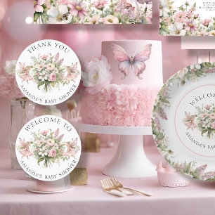 Betoverde Feeën Bloemrijke Welkom Baby Meisje Show Ronde Sticker