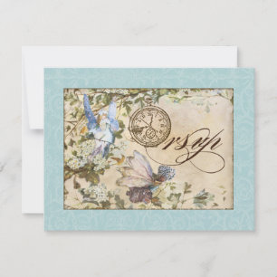 Betoverde feeën feeën feeën bloemen vintage bruilo RSVP kaartje