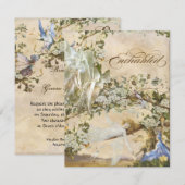 Betoverde feeën, vintage bruiloft uitnodiging (Voorkant / Achterkant)