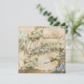 Betoverde feeën, vintage bruiloft uitnodiging (Staand voorkant)