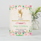 Betoverde feeënverjaardagsuitnodiging kaart (Staand voorkant)