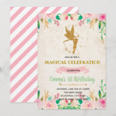 Betoverde feeënverjaardagsuitnodiging kaart (Voorkant / Achterkant)