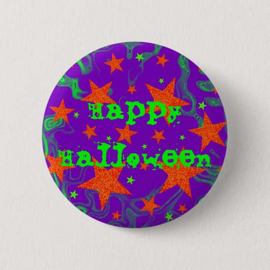 Betoverde 'Fijne Halloween' knopspeldje Ronde Button 5,7 Cm (Voorkant)