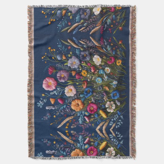 Betoverde Flora Geborduurde Wildflower Meadow Deken (Voorkant Verticaal)