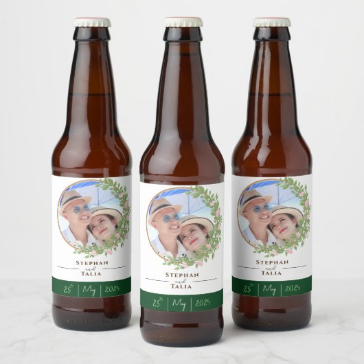 Betoverde Floral Elegance bruiloft Bier Etiket (Flessen)