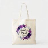Betoverde Floral Paarse bruidsmeisje monogram Tote Bag (Voorkant)
