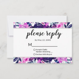 Betoverde Floral Violet bruiloft Beantwoord RSVP Kaartje