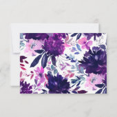 Betoverde Floral Violet bruiloft Beantwoord RSVP Kaartje (Achterkant)