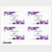 Betoverde Floral Violet Paarse bruiloft Monogram Rechthoekige Sticker (Vel)
