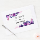 Betoverde Floral Violet Paarse bruiloft Monogram Rechthoekige Sticker (Envelop)