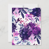 Betoverde Floral Violet Paarse veren bruiloft Kaart (Achterkant)