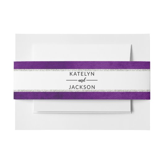 Betoverde Floral Violet Paarse Zilveren Bruiloft Uitnodigingen Wikkel (Voorkant Voorbeeld)