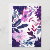 Betoverde Floral Violet Waterverf Ovaal Bruiloft Kaart (Achterkant)