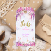 Betoverde Floral Wisteria Glitter Vlinder Cadeaulabel