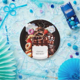 Betoverde Fontein Chocolade Verjaardag Papieren Bordje