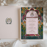 Betoverde Forest Art Deco bruiloft uitnodiging<br><div class="desc">Deze uitnodiging is een meesterwerk dat de mystieke allure van een betoverd bos verweeft met de geometrische elegantie van Art Deco design. Rijke smaragdgroen vormt een weelderige achtergrond voor de ingewikkelde gouden folie detaillering. Romantische bloeit in tinten van blos roze en goudsbloem creëer een gevoel van warmte en grilligheid. Het...</div>