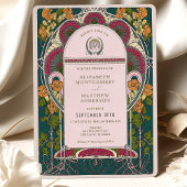 Betoverde Forest Art Deco bruiloft uitnodiging