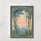 Betoverde Forest Art Nouveau bruiloft Kaart (Voorkant)