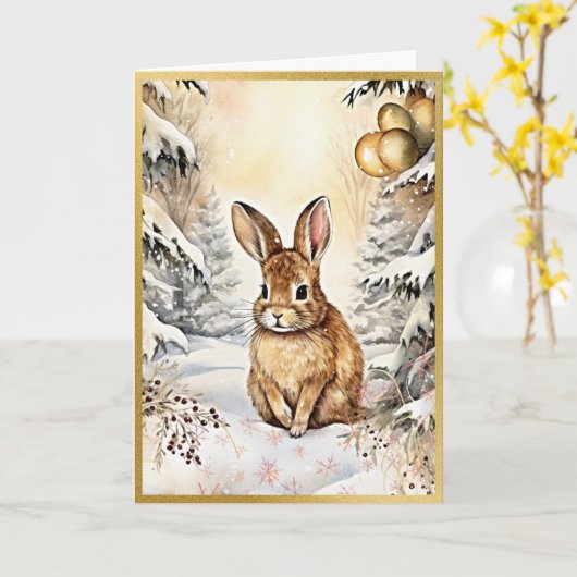 Betoverde Forest Bunny Groeten Kaart (Gele Bloem)