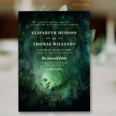 Betoverde Forest Emerald Goud Chique Elegant Bruil Folie Uitnodiging