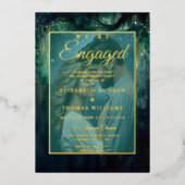 Betoverde Forest Emerald Photo Engagement Party Folie Uitnodiging (Voorkant)