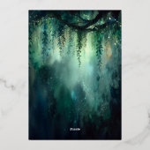 Betoverde Forest Emerald Photo Engagement Party Folie Uitnodiging (Achterkant)