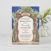 Betoverde Forest Fairy Garden op Blue Night Sky Kaart (Staand voorkant)