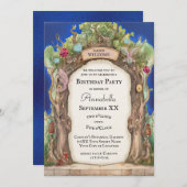 Betoverde Forest Fairy Garden op Blue Night Sky Kaart (Voorkant / Achterkant)