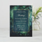 Betoverde Forest Faux Gold Lijst Elegante bruiloft Kaart (Staand voorkant)