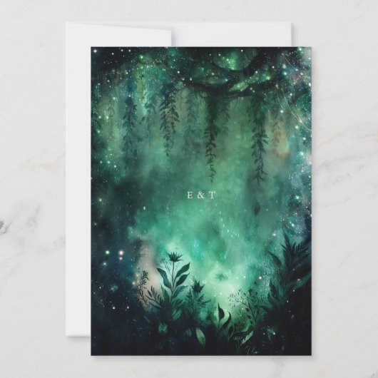 Betoverde Forest Faux Gold Lijst Elegante bruiloft Kaart (Achterkant)