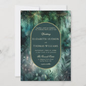 Betoverde Forest Faux Gold Ovaal Lijst Bruiloft Kaart (Voorkant)