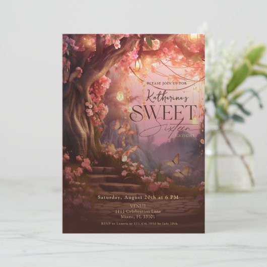 Betoverde Forest Glow Fantasy Woodland Sweet 16 Kaart (Staand voorkant)