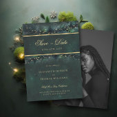 Betoverde Forest Gold Photo Bruiloft Save the Date Kaart