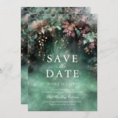Betoverde Forest Lush Mauve Bruiloft Save the Date Kaart (Voorkant / Achterkant)