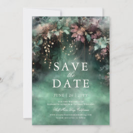 Betoverde Forest Lush Mauve Bruiloft Save the Date Kaart