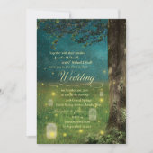 Betoverde Forest Mason Jar Fireflies bruiloft Kaart (Voorkant)
