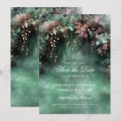 Betoverde Forest Mauve Gold Wedding Save the Date Kaart (Voorkant / Achterkant)