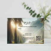 Betoverde Forest Mountain bruiloft RSVP Kaartje (Staand voorkant)