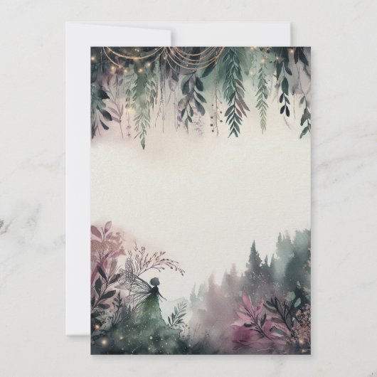 Betoverde Forest Mountains Fairy Girl Baby shower Kaart (Achterkant)