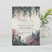 Betoverde Forest Mountains Fairy Girl Baby shower Kaart (Staand voorkant)