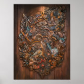 Betoverde Forest Mural op houten muur Poster (Voorkant)