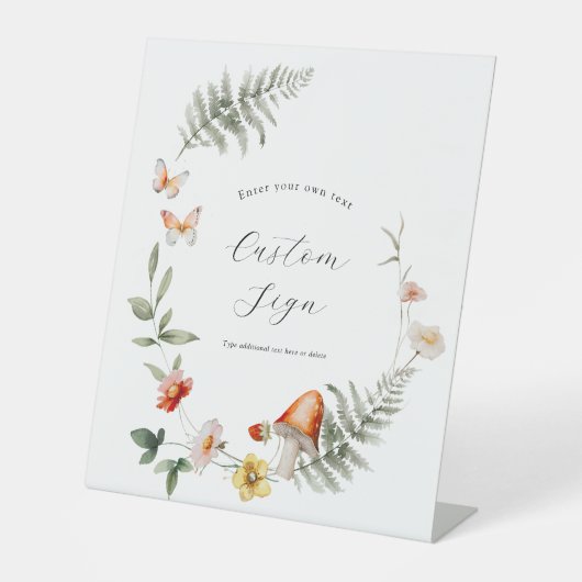 Betoverde Forest Mushroom Custom Sign Reclamebord Met Voetstuk (Voorkant)