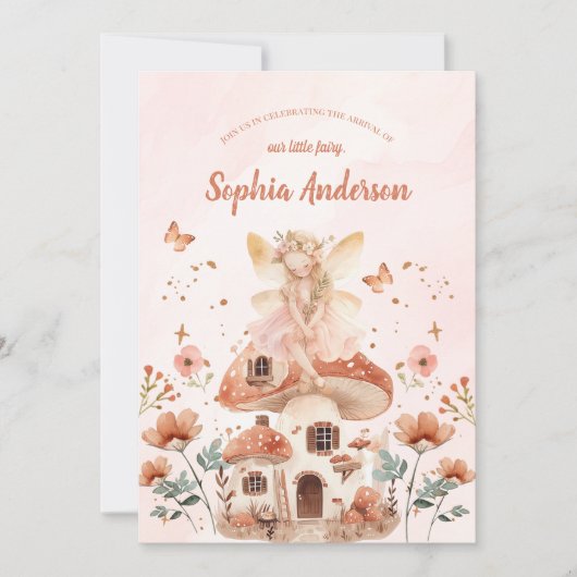Betoverde Forest Mushroom Meisje's Baby shower Kaart (Voorkant)