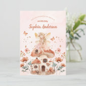 Betoverde Forest Mushroom Meisje's Baby shower Kaart (Staand voorkant)