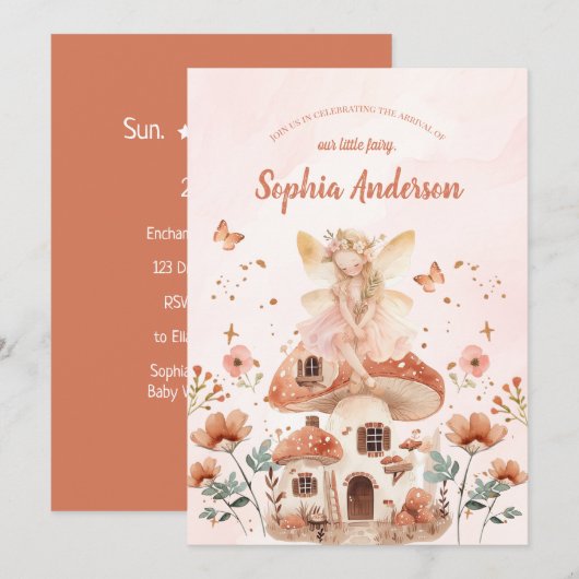 Betoverde Forest Mushroom Meisje's Baby shower Kaart (Voorkant / Achterkant)