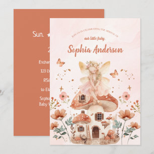 Betoverde Forest Mushroom Meisje's Baby shower Kaart