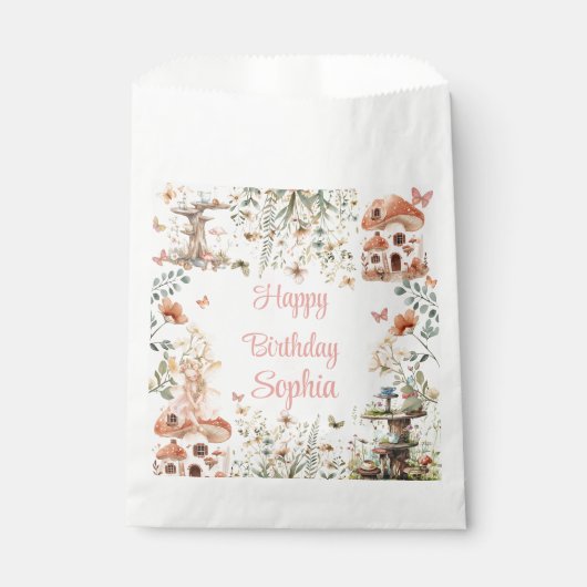 Betoverde Forest Mushroom Meisje's Eerste Verjaard Bedankzakje (Voorkant)